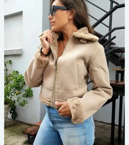 Jaqueta lã batida