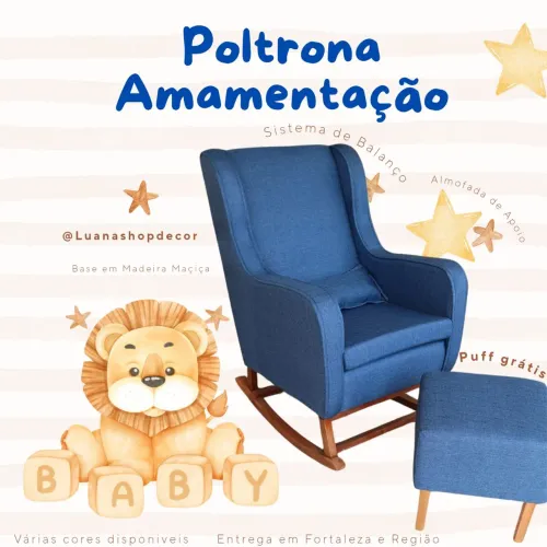 Poltrona Amamentação Luxo - Puff Grátis Conforto para Mamãe e o Bebe