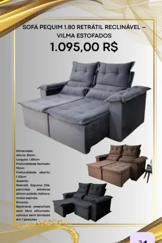 Sofá Pequim retrátil reclinável(Pague na entrega)