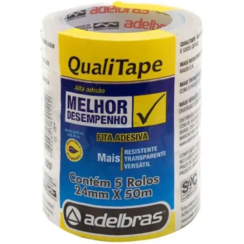 Fita para empacotamento Qualitape 24mmx50m. Transparen - Adelbras