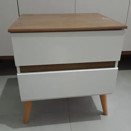 Kit com 2 Mesa de cabeleireira criado mudo madeira e off whit