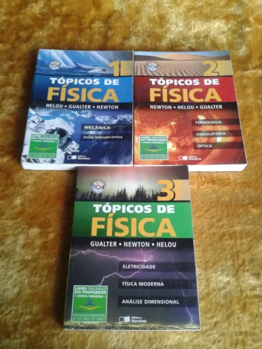 COLEÇÃO TÓPICOS DE FÍSICA VOLUMES 1 2 3 ( POSSUI RESOLUÇÕES ) NEWTON , HELOU , GUALTER