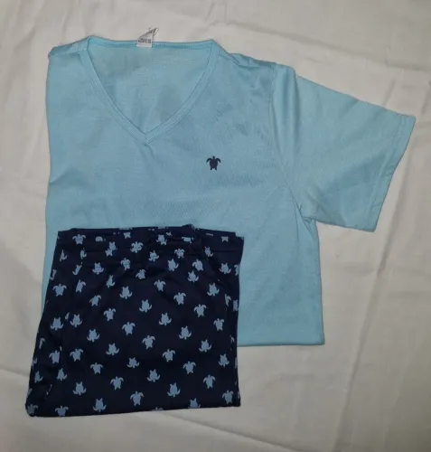 Pijama Infantil Curto Camiseta e Shorts Estampa Tartaruga - Tamanho 12