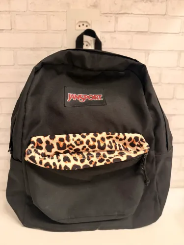 Mochila Jansport Original Preta Estampa Onça Escolar Faculdade