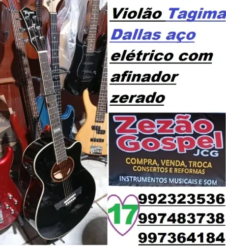 Violão Tagima Dallas aço elétrico com afinador zerado