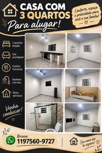 Aluga- se Casa com 3 quartos