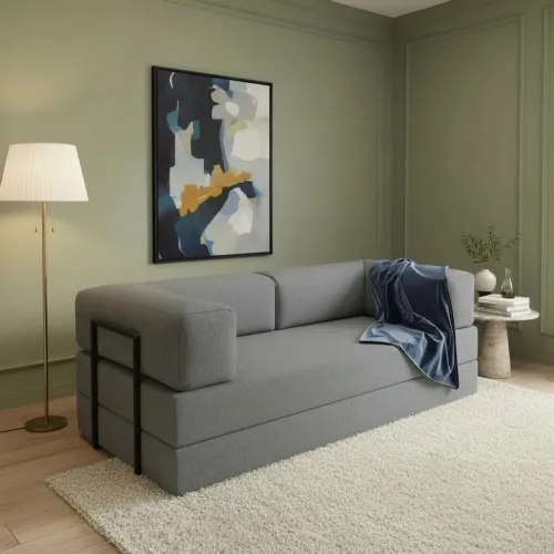 Sofá Cama Franca  na Caixa c/ Espuma D33 Expansível l76