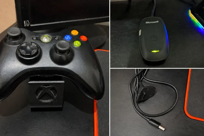 Controle Xbox 360 + Adaptador Wireless + Cabo para conexão com fio