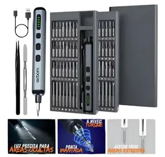 Kit Chave De Precisão Eletrica Fenda Parafusadeira 68 Em 1 Exbom