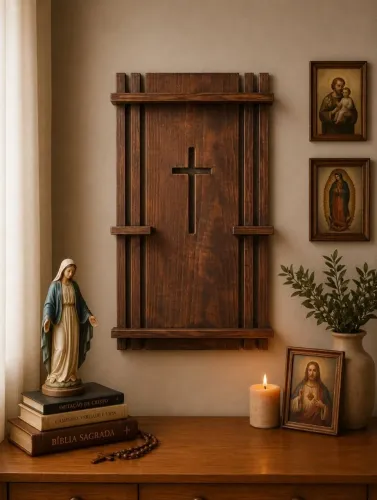 Oratório de Parede| Altar Católico Decorativo | Cantinho de Oração