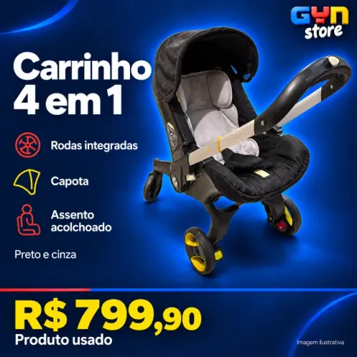 Carrinho 4 em 1 Bebê Conforto que Vira Carrinho Rodas Integradas