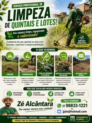 Limpeza de Quintais, Lotes e Podas (Mão de Obra)