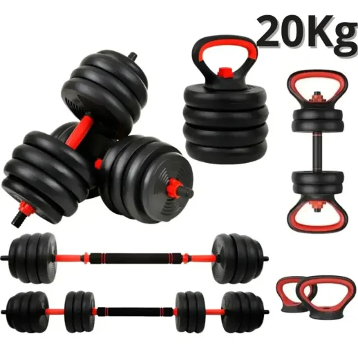 halteres não dobráveis ?e uma barra pesando 20 kg