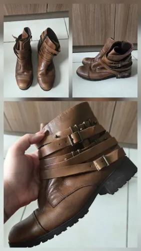 Bota sonho dos pés em couro - marrom - tam 37
