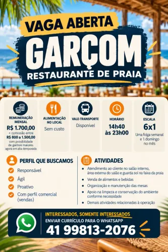 Vaga aberta Garçom