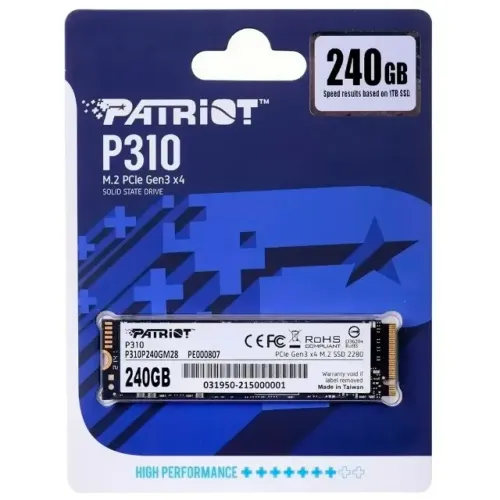 SSD 240GB NVME M.2 PATRIOT P310 P300P240GM28 (1700/1100)MB/S NOVO LACRADO!