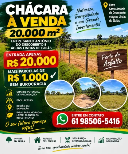 ? OPORTUNIDADE IMPERDÍVEL! CHÁCARA DE 20.000 M
