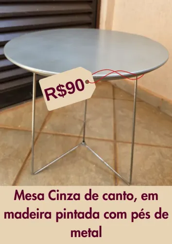 Mesa de canto madeira e metal