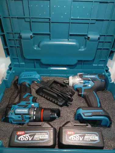 Parafusadeira + Chave de Impacto Sem Fio DURAWELL Brushless 68V - Kit Completo com Maleta