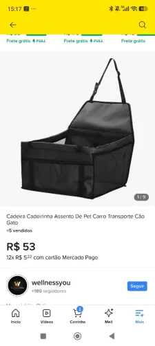 Cadeira pet para assento de carro