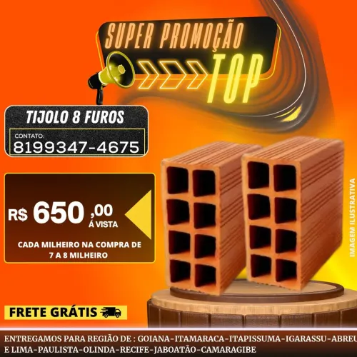 Tijolo com menor valor do mercado direto de fabrica frete grátis