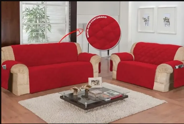 Protetor de sofá 3 e 2 lugares VERMELHO ultima peça (NOVA)