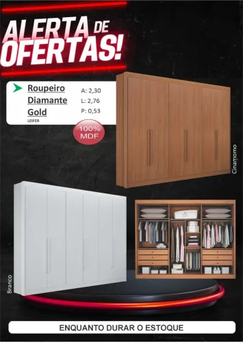 Guarda Roupa Diamante Gold 6 portas 100% mdf