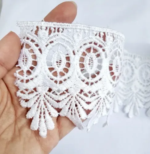 Renda Guipir Floral Barrada Branca 9cm - 7 Metros - Aviamento para Artesanato e Costura
