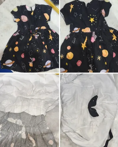 Vestido Infantil 3 Anos Preto Planetas e Estrelas - Forrado