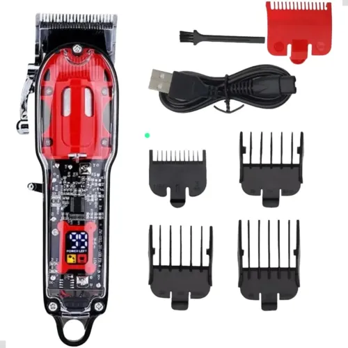Maquina Cortar Cabelo Profissional Sem Fio Transparente Usb *94