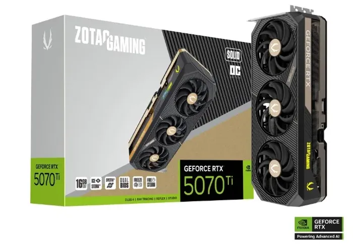 PLACA DE VIDEO ZOTAC GAMING GEFORCE RTX 5070 Ti SOLID OC 16GB DE VRAM