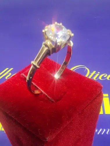 Anel 15 Anos Festa Aniversário Debutante Pedra Zircônia 6 mm Ouro 18 Kilates