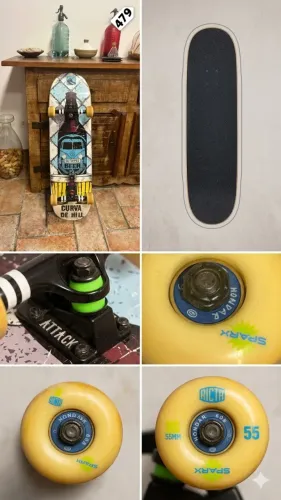 Skate Cruiser Completo + Trucks Attack + Capacete