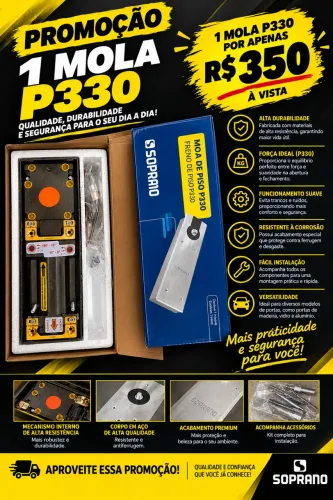 Soprano P330 Mola Piso Porta Vidro Potência Ajustável Eixo Santa Marina Portas Até 120Kg