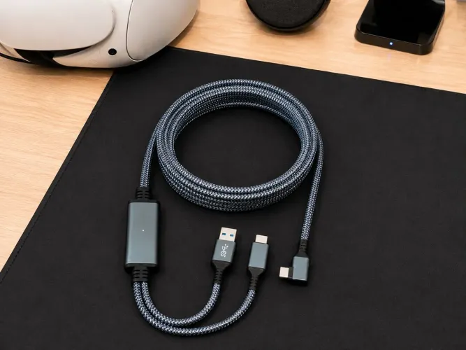 Cabo Link 5m para Meta Quest 2/3/3S e Pico - USB 3.0 + Carregamento