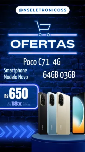 Celular Xiaomi Poco C71 4G 64/03 Preto Azul Dourado Novo Lacrado Entregamos Gratis