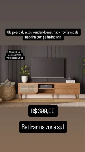 Rack Madeira e palha indiana