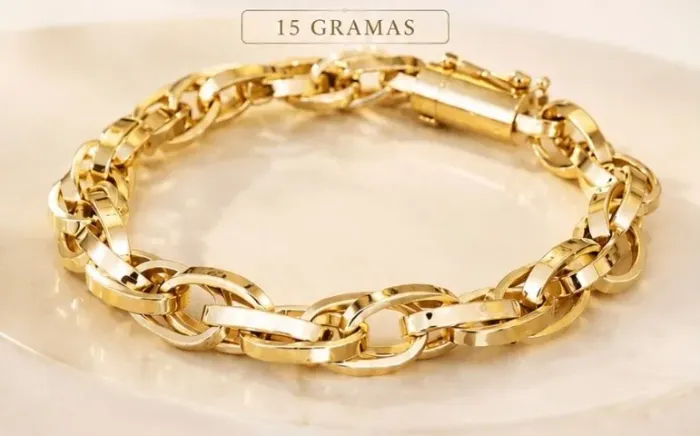 Pulseira Elos Trançados Em Ouro 18k 750