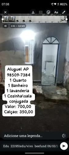 Aluguel AP kit Net fica no são José 