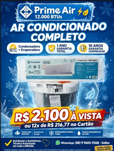 PROMOÇÃO: Ar Condicionado Prime Air - 12 Mil btu