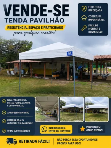 Tenda em Lona Branca 4x4 com Estrutura Metálica - Lona e Estrutura em Ótimo Estado.