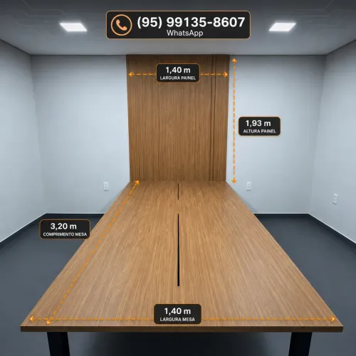 Mesa de MDF Planejada Sob Medida 3,20m + Painel - Excelente Acabamento