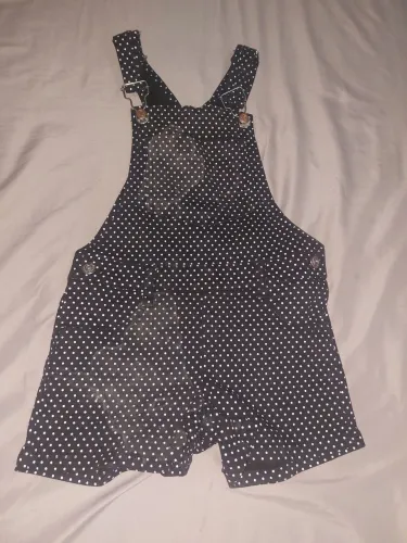 Jardineira Infantil de Shorts - Preta de Poá tam (8)