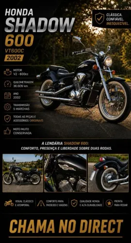 LENDARIA HONDA SHADOW 600 Todos acessórios e peças originais 