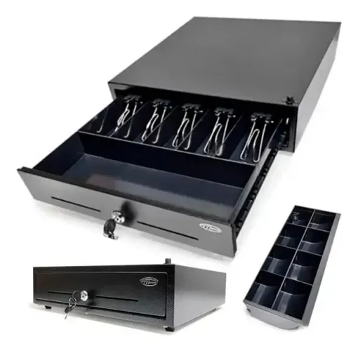 Gaveta de Dinheiro Menno MG-41 CS ECO Manual Preta com Sistema Boca de Lobo