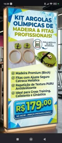 Par Argola Olímpica de Madeira Crossfit Ginástica Calistênia