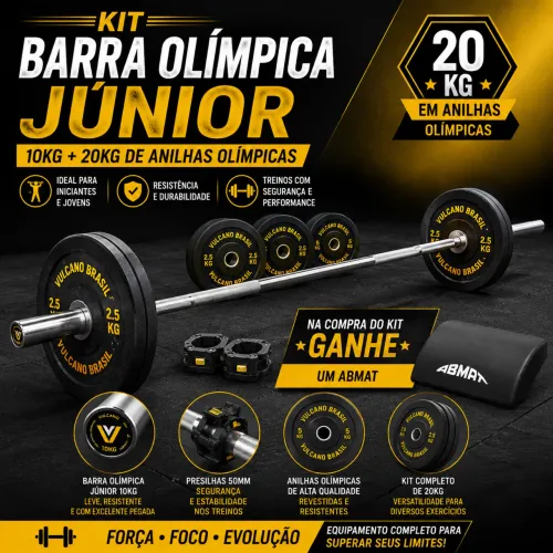 ? KIT BARRA OLÍMPICA JÚNIOR 10KG+ 20KG EM ANILHAS ?