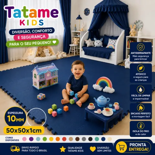 Tatame Eva infantil 50x50x10mm -  kit 12 peças medidas 2,00x1,50 