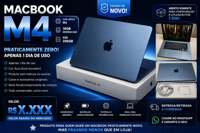 MacBook M4 air 15 polegadas 16gb RAM 256gb SSD