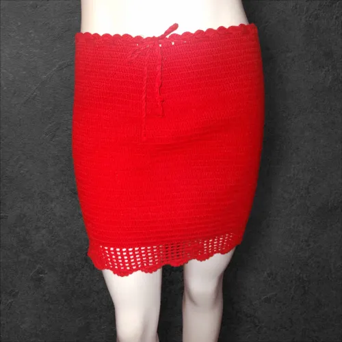 Saia de crochê vermelho Tam M